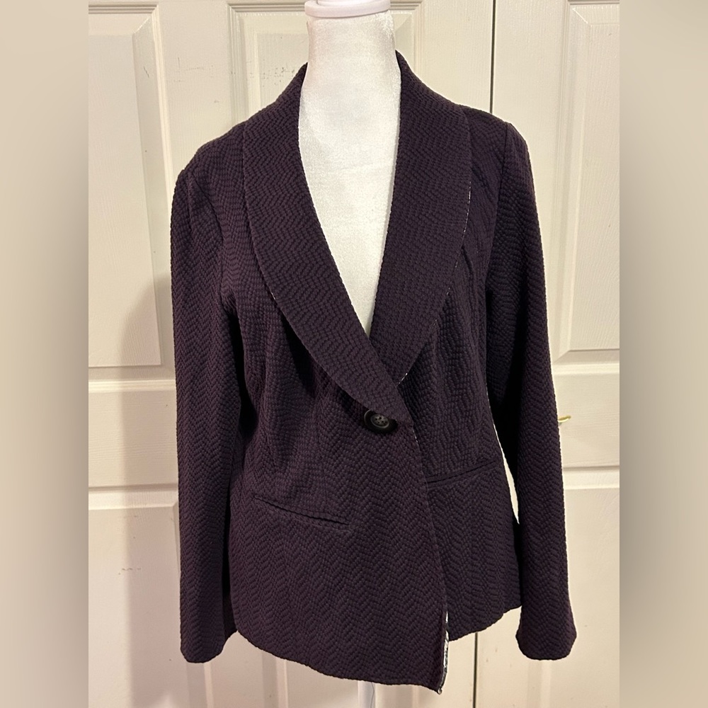Coldwater Creek Classic purple quilted jacket, size 14 Petite